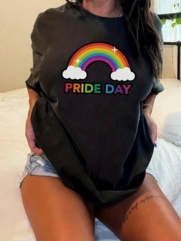 Plus Size Rainbow Letter Print Round Neck Casual - Adult & Kids T-Shirts, Sweatshirts & Hoodies apparel design preview 1