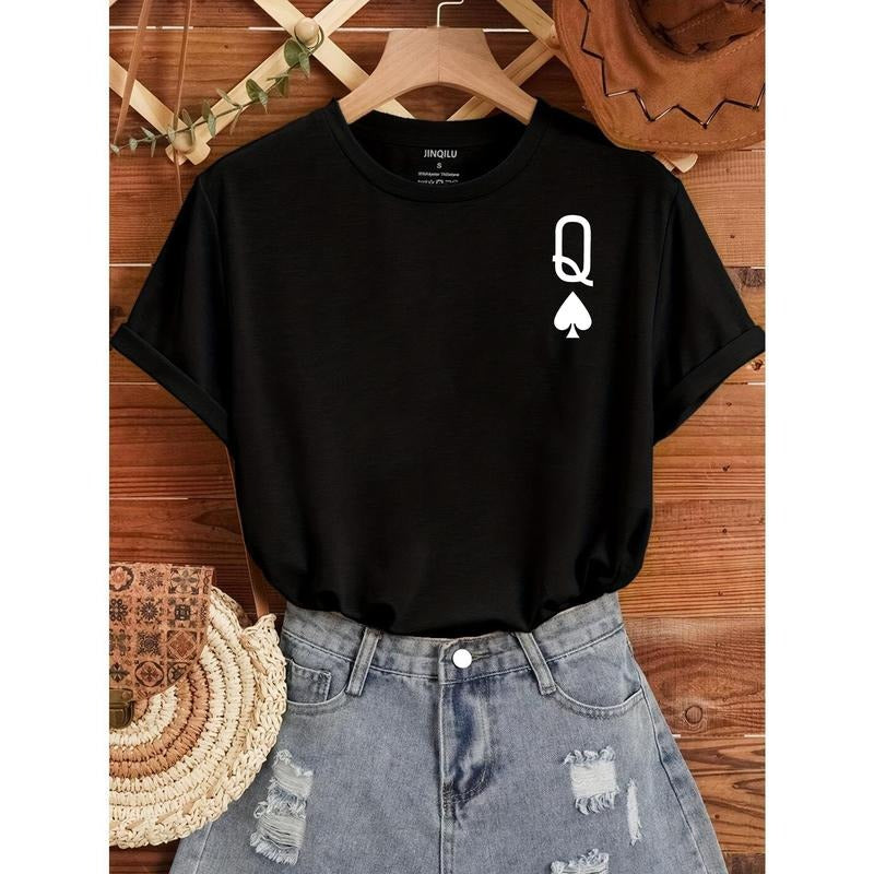 Poker Q Print Crew Neck Casual Short Sleeve Spring - Adult & Kids T-Shirts, Sweatshirts & Hoodies apparel design preview 1