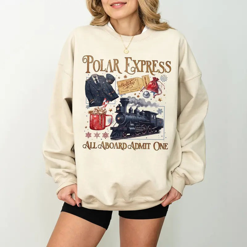 Polar Express North Pole Santa Ticket Party - Adult & Kids T-Shirts, Sweatshirts & Hoodies apparel design preview 1