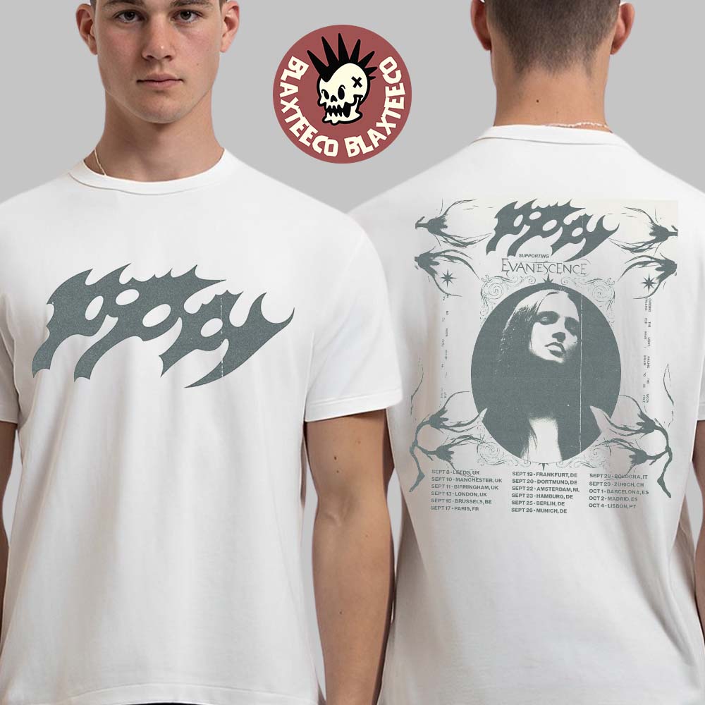 Poppy EU And UK Tour 2026 With Supporting Evanescence - Adult & Kids T-Shirts, Sweatshirts & Hoodies apparel design preview 1