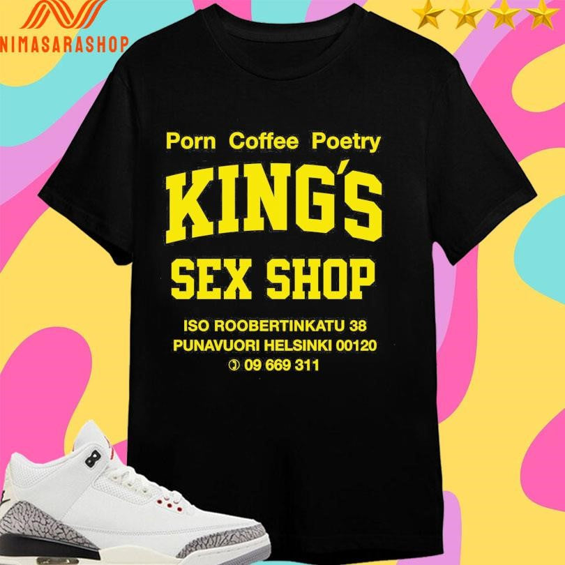 Porn Coffee Poetry King’s Sex Shop Iso - Adult & Kids T-Shirts, Sweatshirts & Hoodies apparel design preview 1