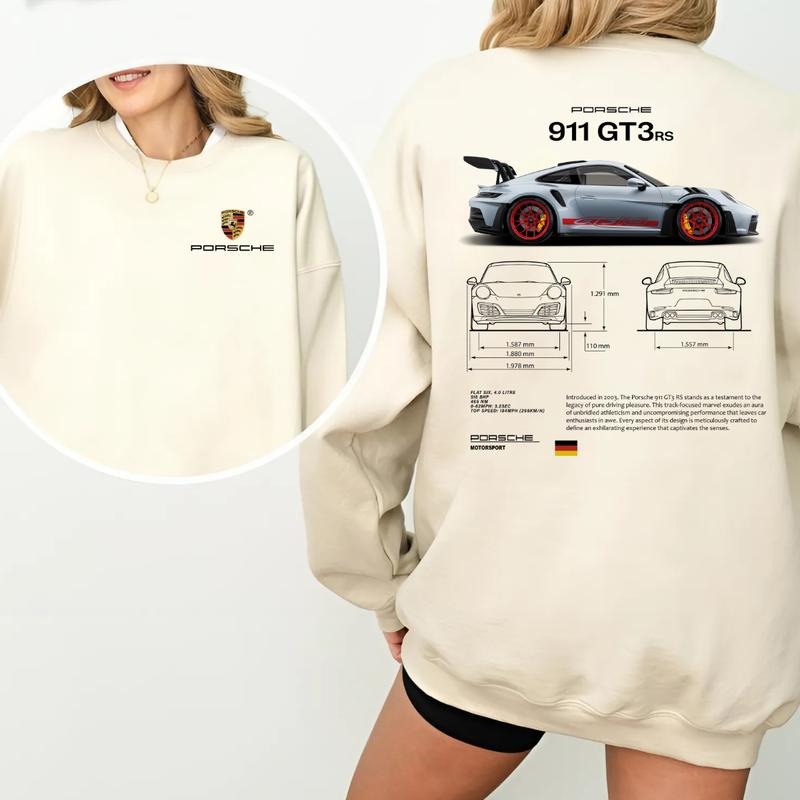 Porsche 911 GT3 RS 2 Sided Car Lovers Perfect - Adult & Kids T-Shirts, Sweatshirts & Hoodies apparel design preview 1