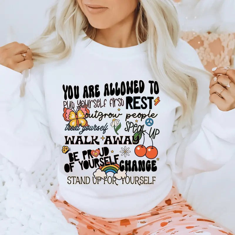 Positive Affirmation You Are Allowed Rest Self Care - Adult & Kids T-Shirts, Sweatshirts & Hoodies apparel design preview 1