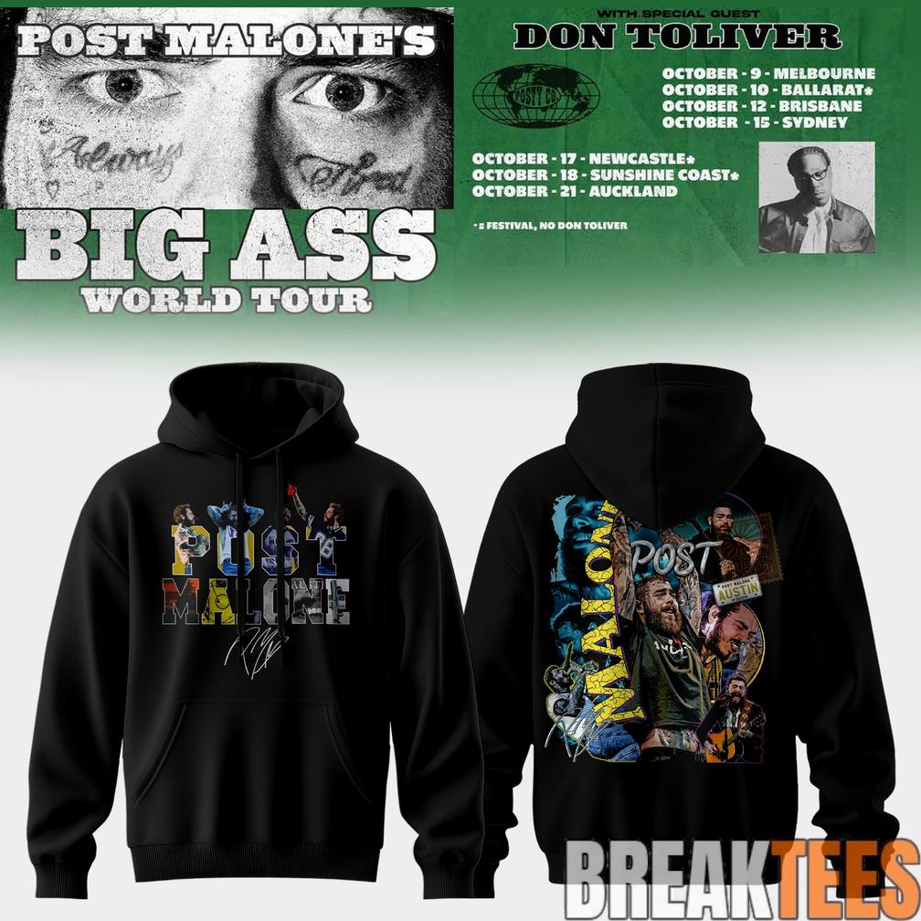 Post Malone Big Ass World Tour Midnight Posty - Adult & Kids T-Shirts, Sweatshirts & Hoodies apparel design preview 1