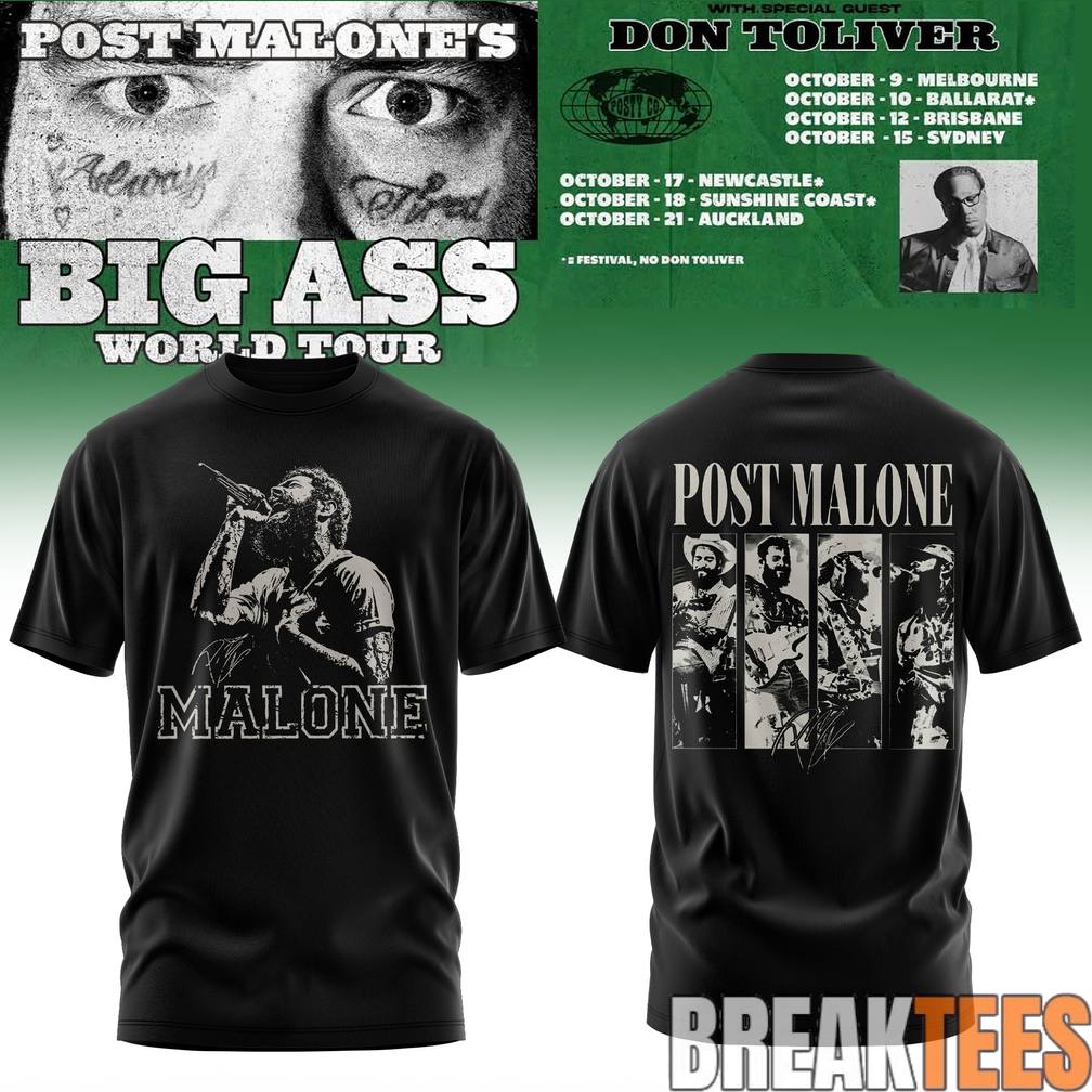 Post Malone Big Ass World Tour Midnight Posty - Adult & Kids T-Shirts, Sweatshirts & Hoodies apparel design preview 1