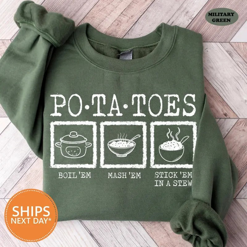 Potatoes Boil Em Mash Stick Stew Lord Rings Lotr - Adult & Kids T-Shirts, Sweatshirts & Hoodies apparel design preview 1