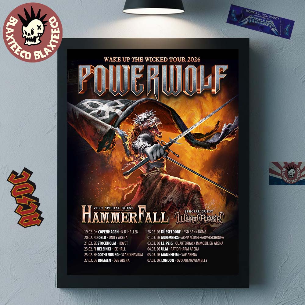 Powerwolf Wake Up The Wicked Tour 2026 Schedule Dates - Adult & Kids T-Shirts, Sweatshirts & Hoodies apparel design preview 1