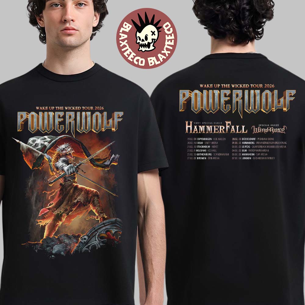 Powerwolf Wake Up The Wicked Tour 2026 Schedule Dates - Adult & Kids T-Shirts, Sweatshirts & Hoodies apparel design preview 1