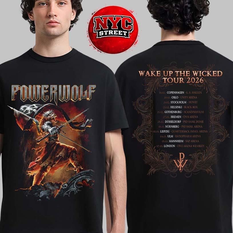 Powerwolf Wake Up The Wicked Tour 2026 UK And Europe - Adult & Kids T-Shirts, Sweatshirts & Hoodies apparel design preview 1