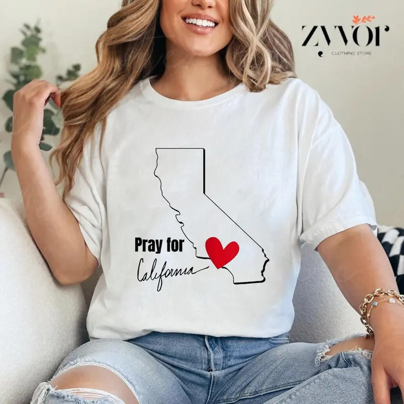 Pray California Pure Cotton Casual Crew Neck Short - Adult & Kids T-Shirts, Sweatshirts & Hoodies apparel design preview 1