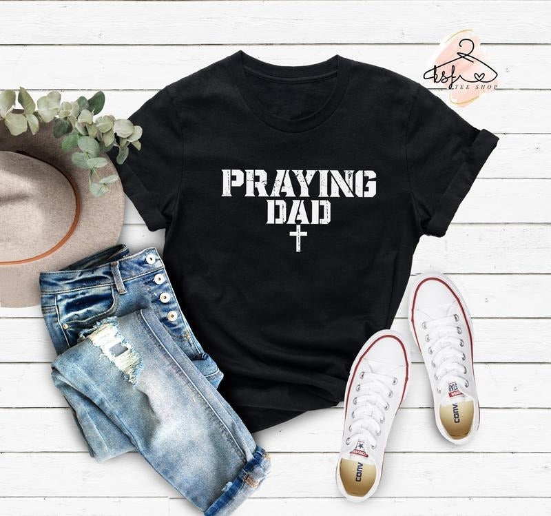 Praying Dad Cross Christian Pray Father Religious - Adult & Kids T-Shirts, Sweatshirts & Hoodies apparel design preview 1