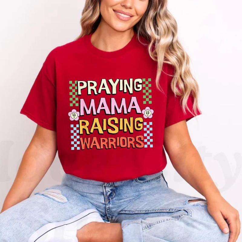 Praying Mama Raising Warriors Pure Cotton Casual - Adult & Kids T-Shirts, Sweatshirts & Hoodies apparel design preview 1