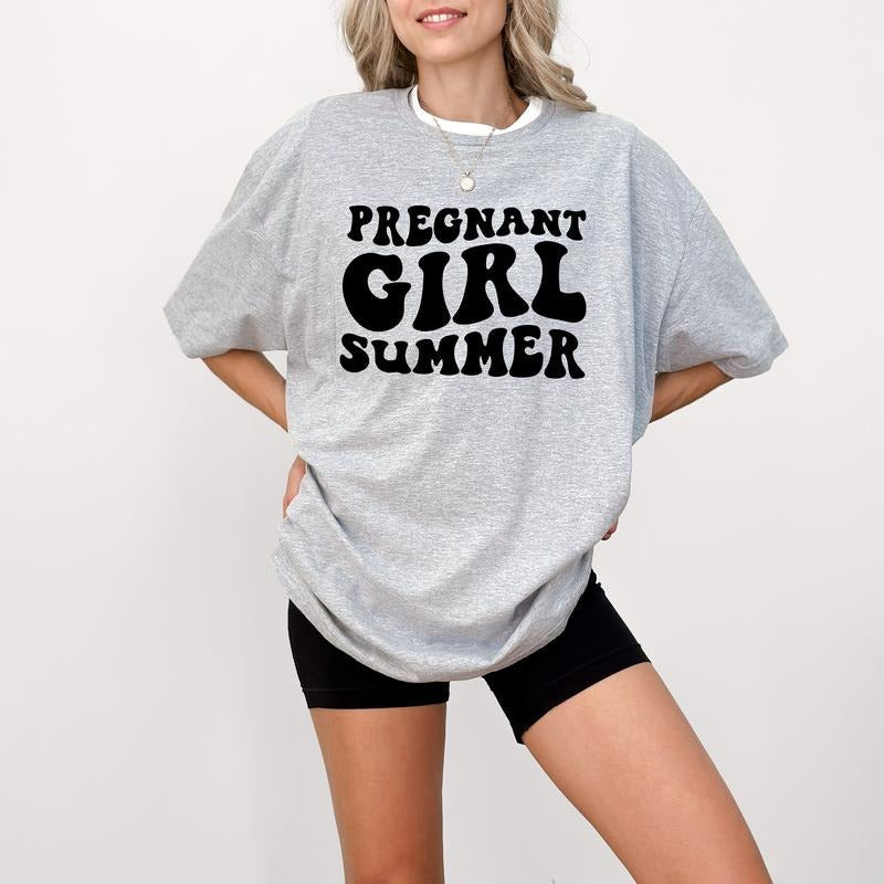 Pregnant Girl Summer Mom Be Baby Announcement - Adult & Kids T-Shirts, Sweatshirts & Hoodies apparel design preview 1