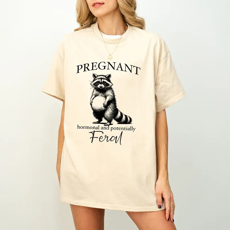 Pregnant Raccoon Feral Funny Pregnancy Im Soon Be Mom - Adult & Kids T-Shirts, Sweatshirts & Hoodies apparel design preview 1