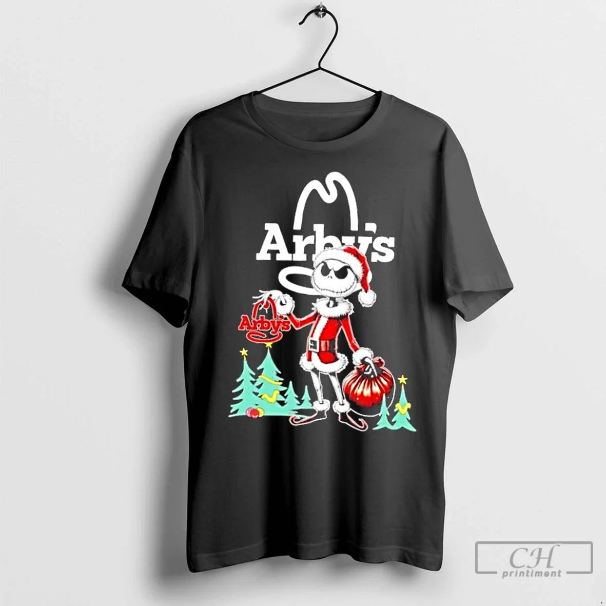 Premium Arbys X Jack Skellington Santa Isnt Real - Adult & Kids T-Shirts, Sweatshirts & Hoodies apparel design preview 1