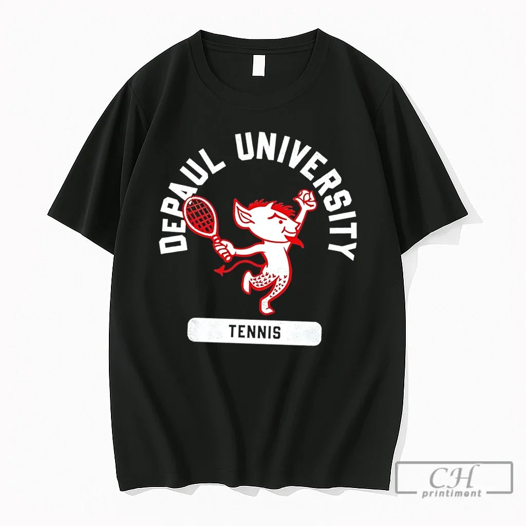 Premium Depaul University Tennis Demon Mascot - Adult & Kids T-Shirts, Sweatshirts & Hoodies apparel design preview 1