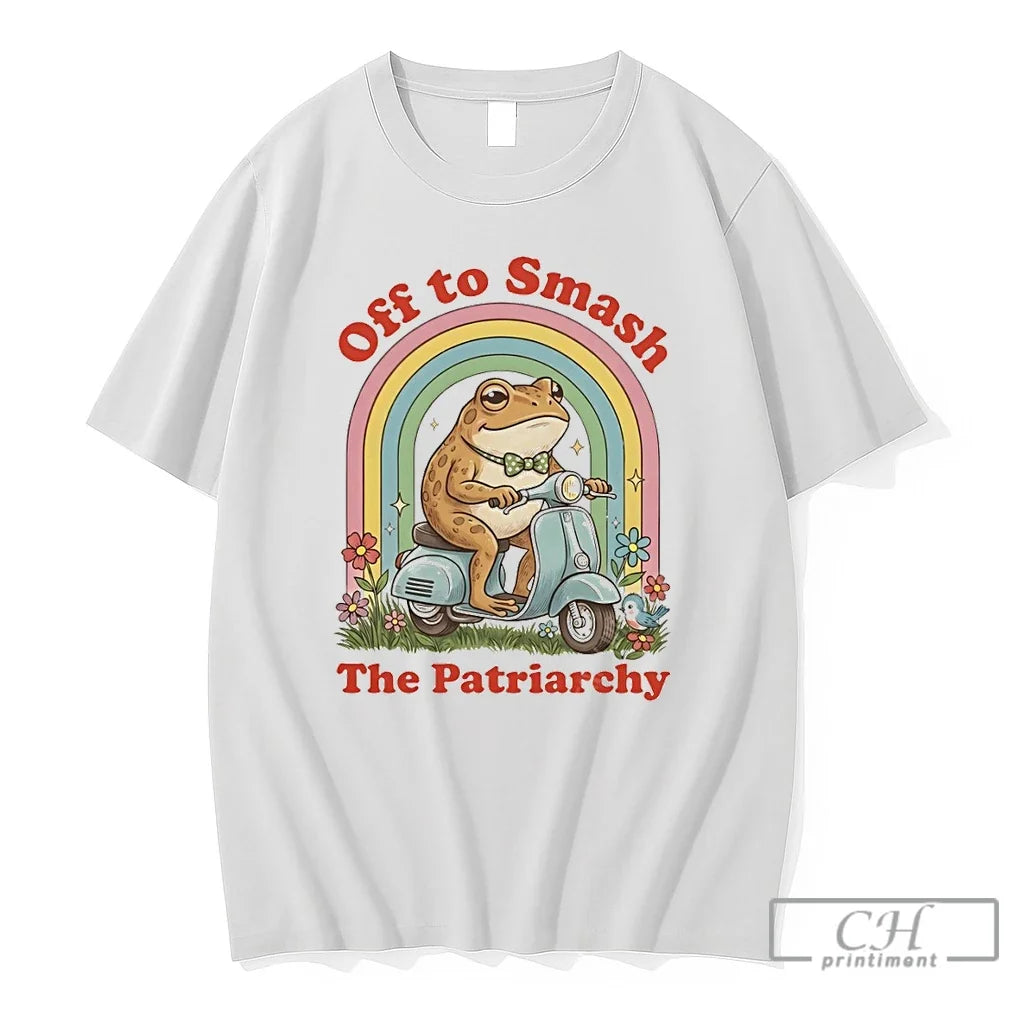 Premium Feminist Frog Off To Smash Patriarchy Lgbt - Adult & Kids T-Shirts, Sweatshirts & Hoodies apparel design preview 1