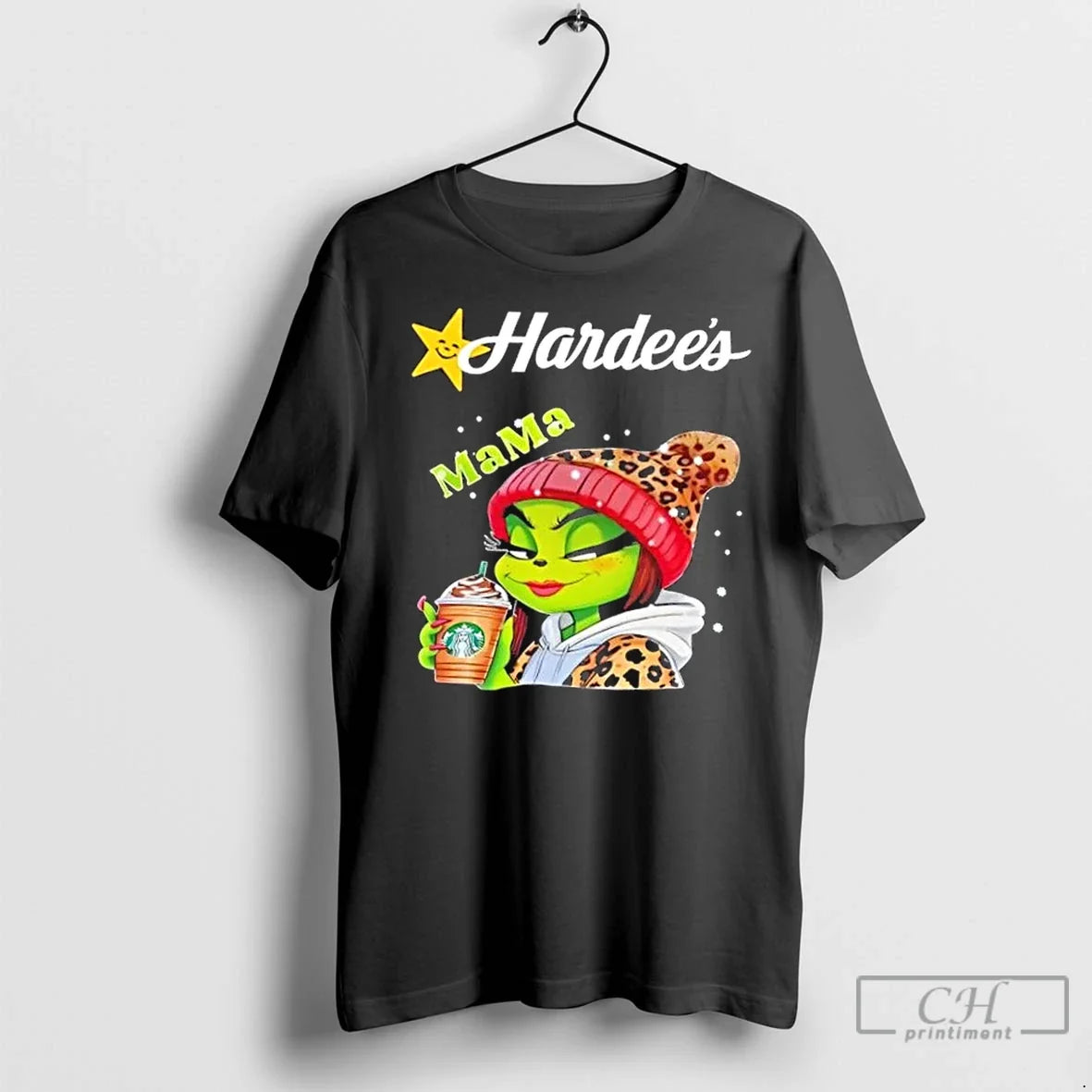 Premium Hardees X Grinch Mama Christmas - Adult & Kids T-Shirts, Sweatshirts & Hoodies apparel design preview 1