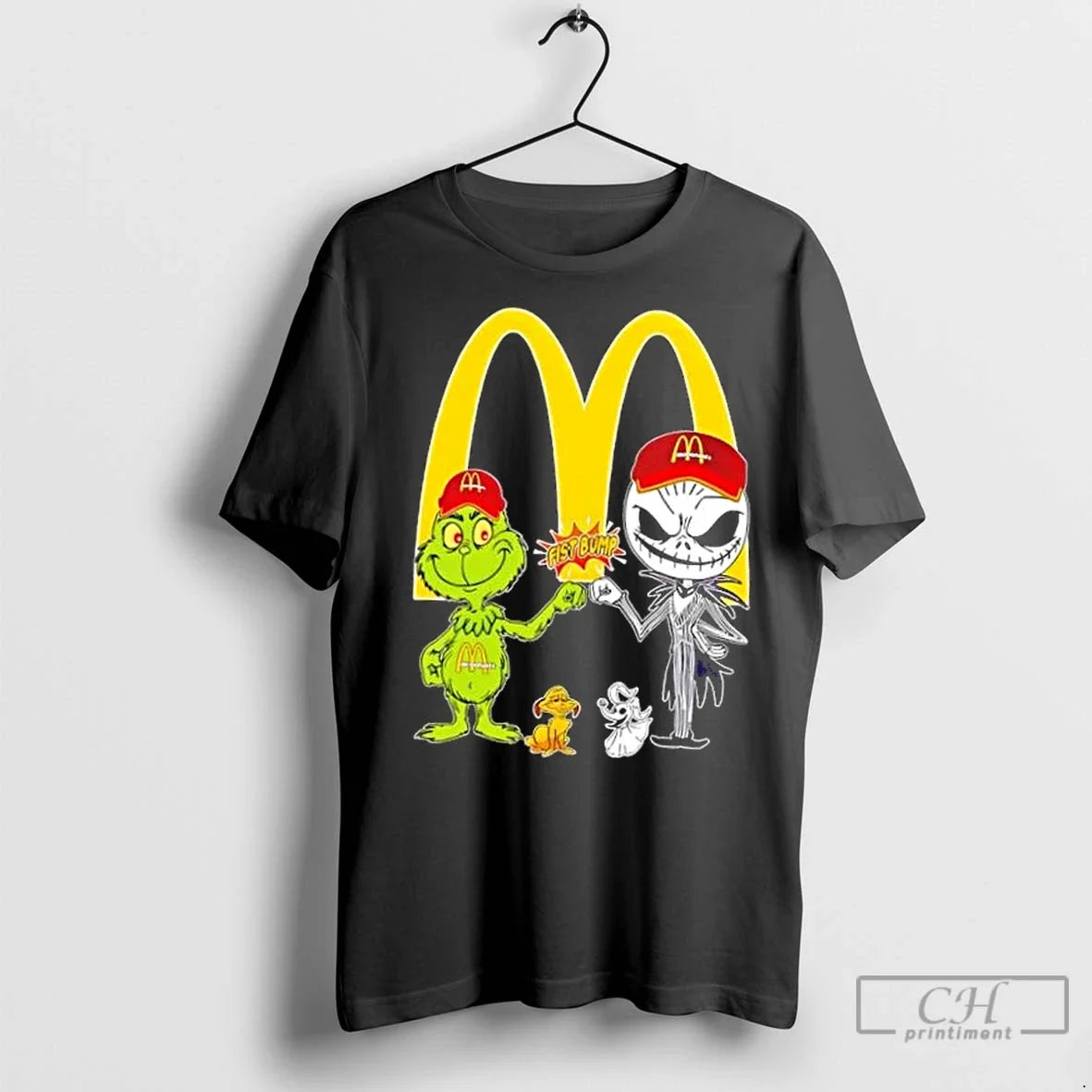 Premium Mcdonalds X Grinch And Jack Skellington Fist - Adult & Kids T-Shirts, Sweatshirts & Hoodies apparel design preview 1