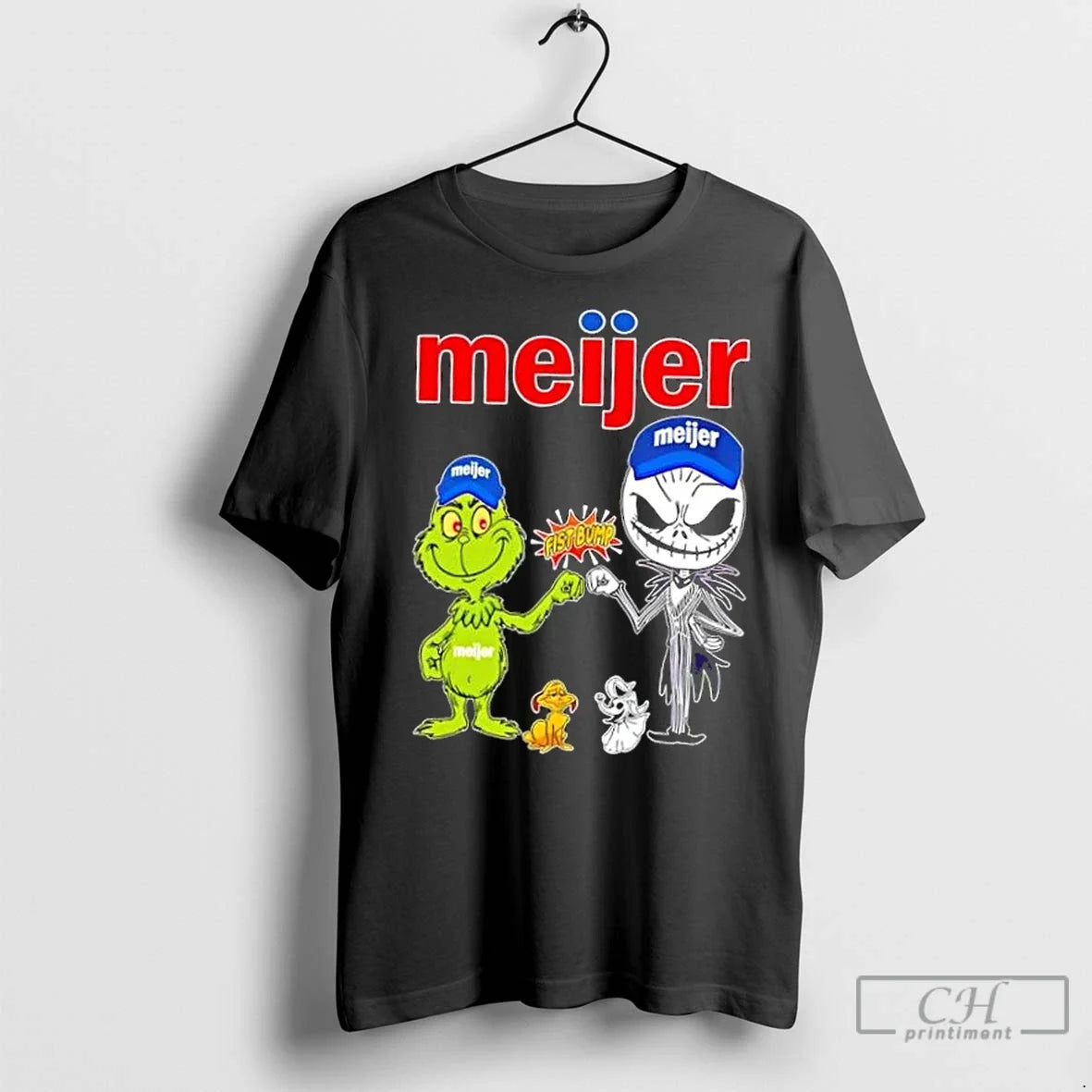 Premium Meijer X Grinch And Jack Skellington Fist - Adult & Kids T-Shirts, Sweatshirts & Hoodies apparel design preview 1