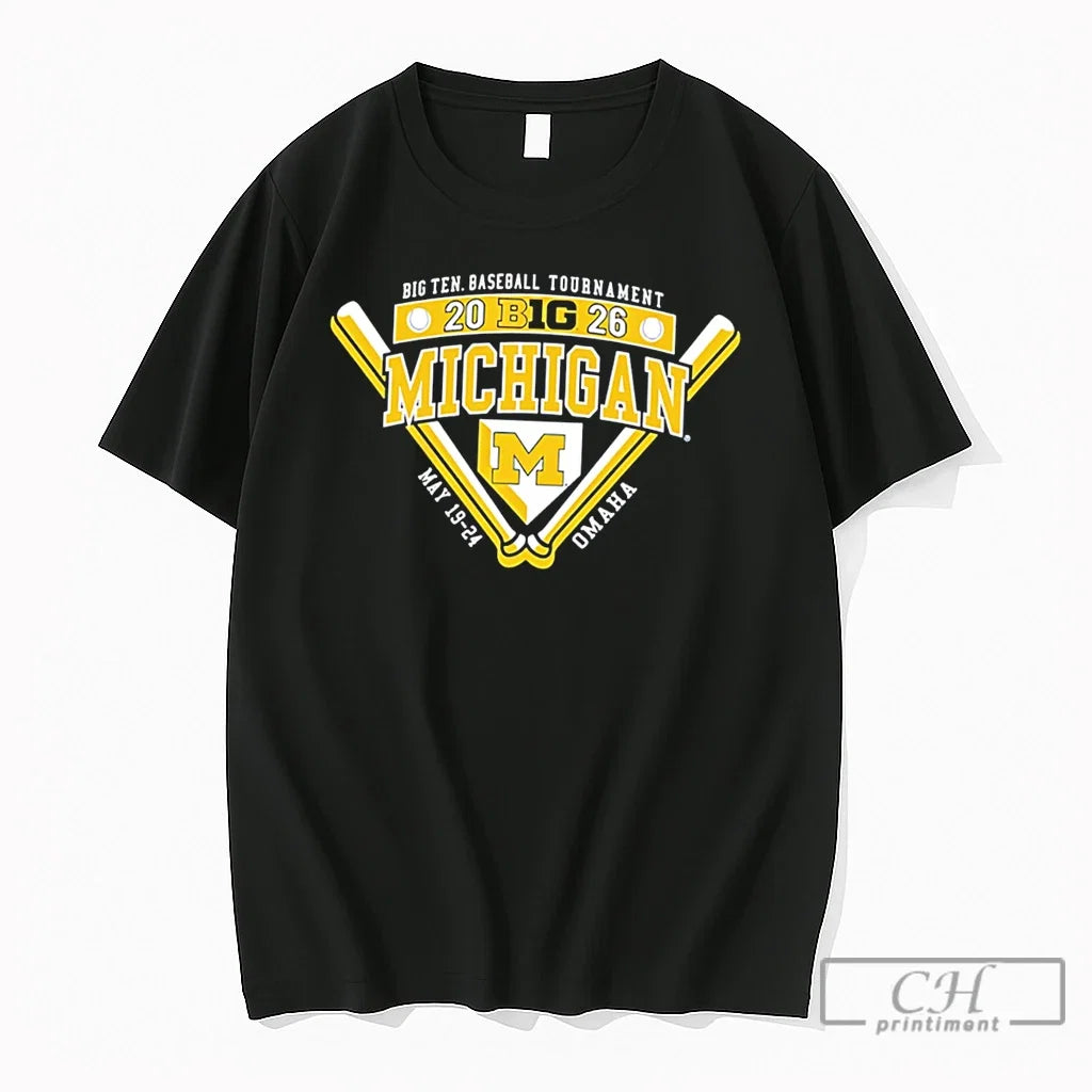 Premium Michigan Wolverines 2026 Big Ten Baseball - Adult & Kids T-Shirts, Sweatshirts & Hoodies apparel design preview 1
