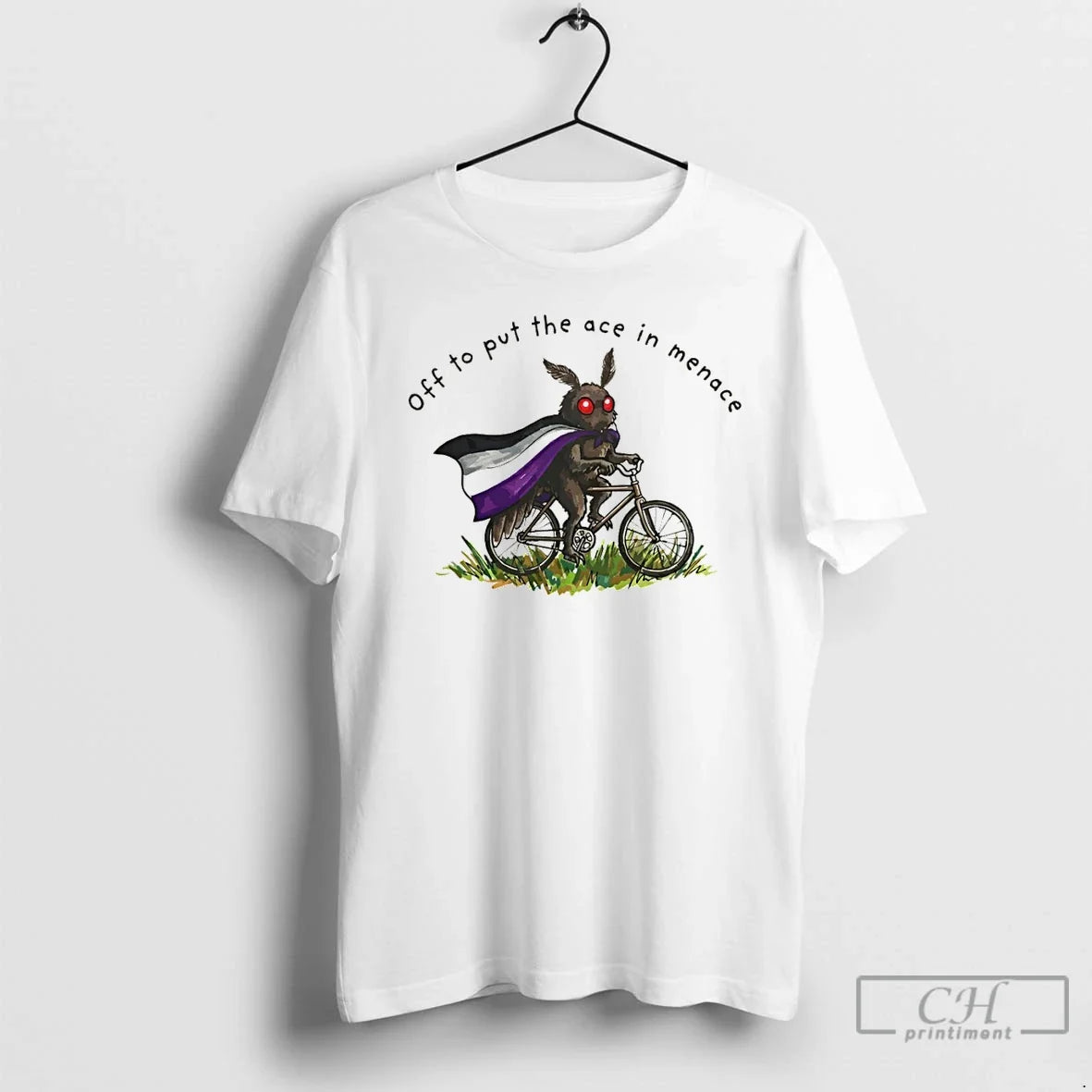 Premium Mothman Asexual Off To Put The Ace In Menace - Adult & Kids T-Shirts, Sweatshirts & Hoodies apparel design preview 1