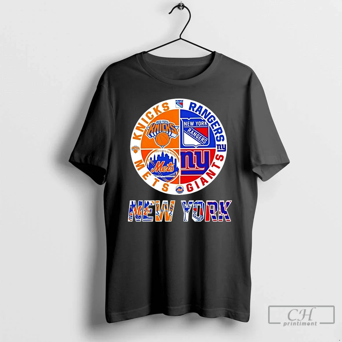 Premium New York Mets Knicks Rangers Giants 4 Teams - Adult & Kids T-Shirts, Sweatshirts & Hoodies apparel design preview 1