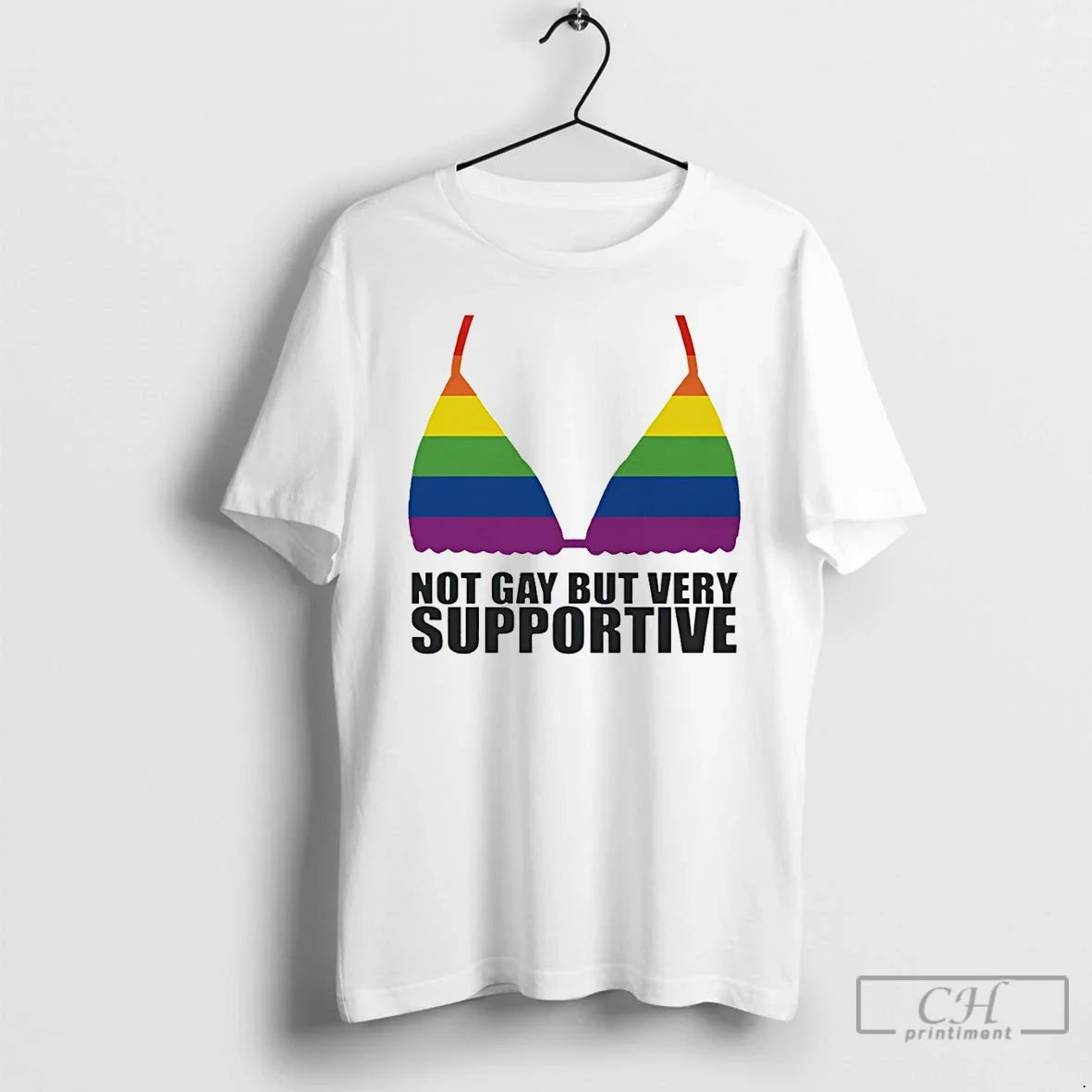 Premium Not Gay But Very Supportive Lgbtq Pride Month - Adult & Kids T-Shirts, Sweatshirts & Hoodies apparel design preview 1