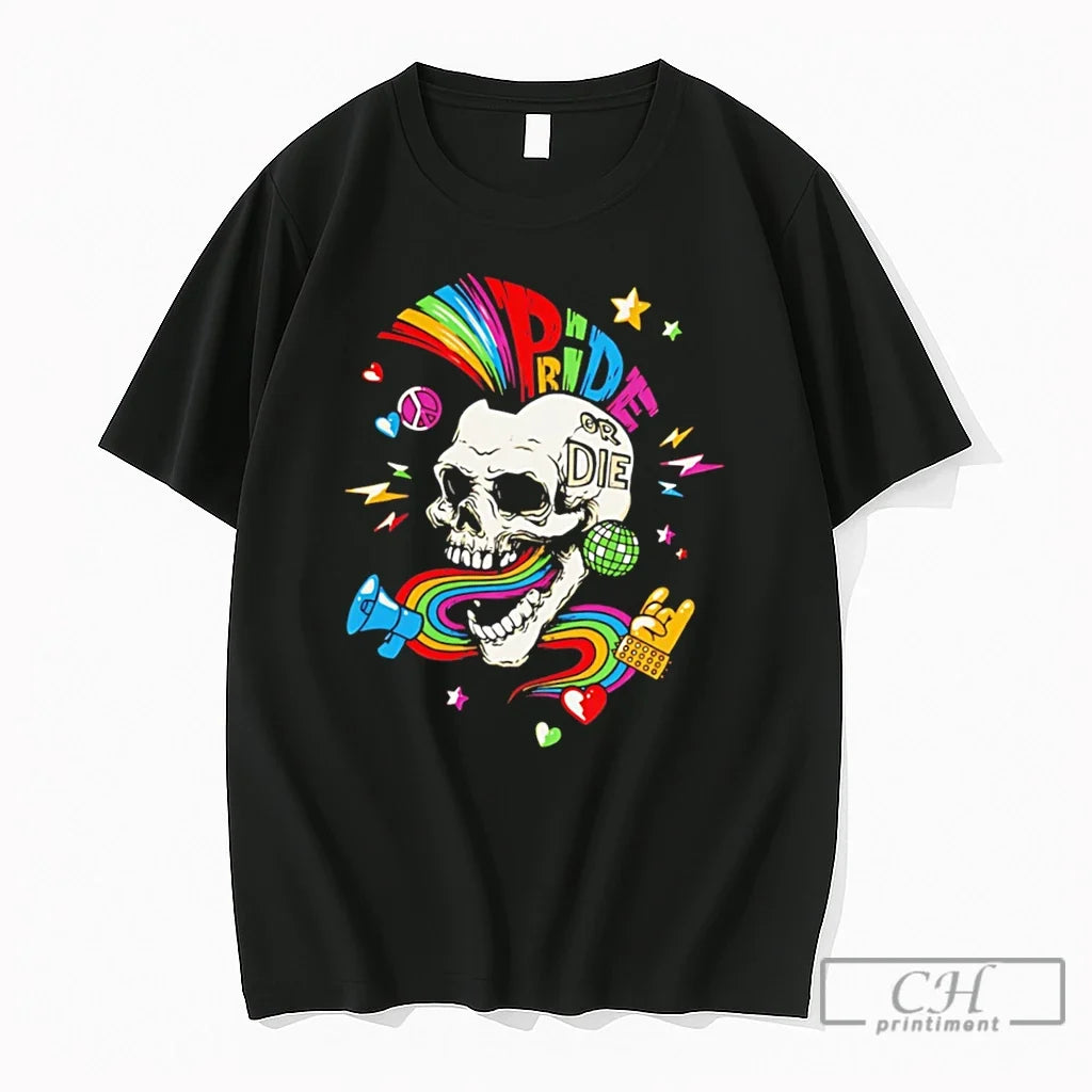 Premium Pride Or Die Skull Rainbow - Adult & Kids T-Shirts, Sweatshirts & Hoodies apparel design preview 1