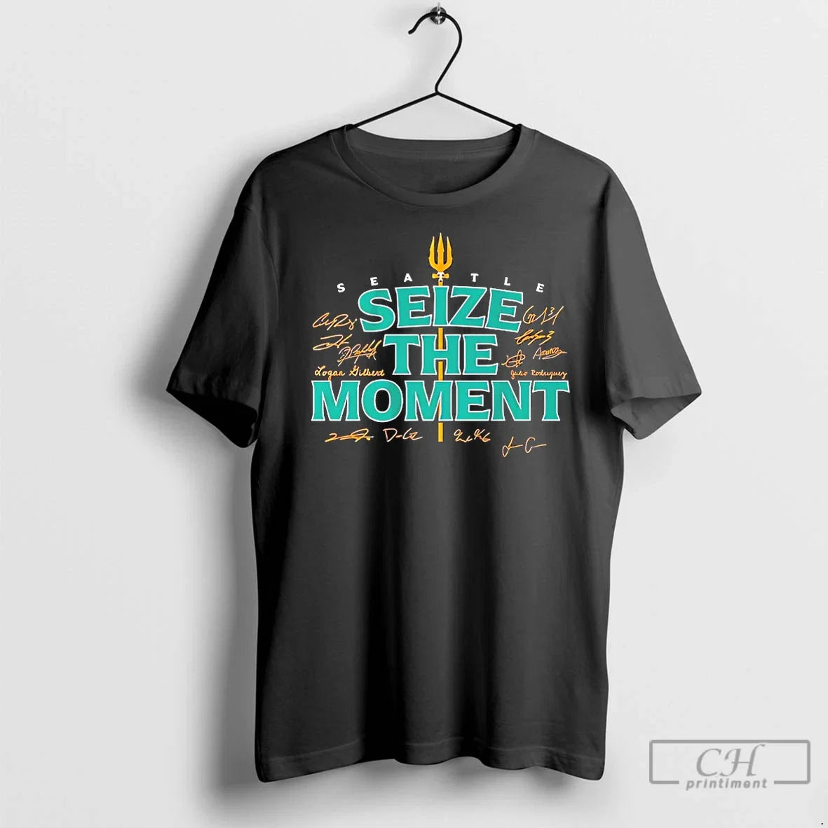 Premium Seize The Moment Seattle Mariners Signatures - Adult & Kids T-Shirts, Sweatshirts & Hoodies apparel design preview 1