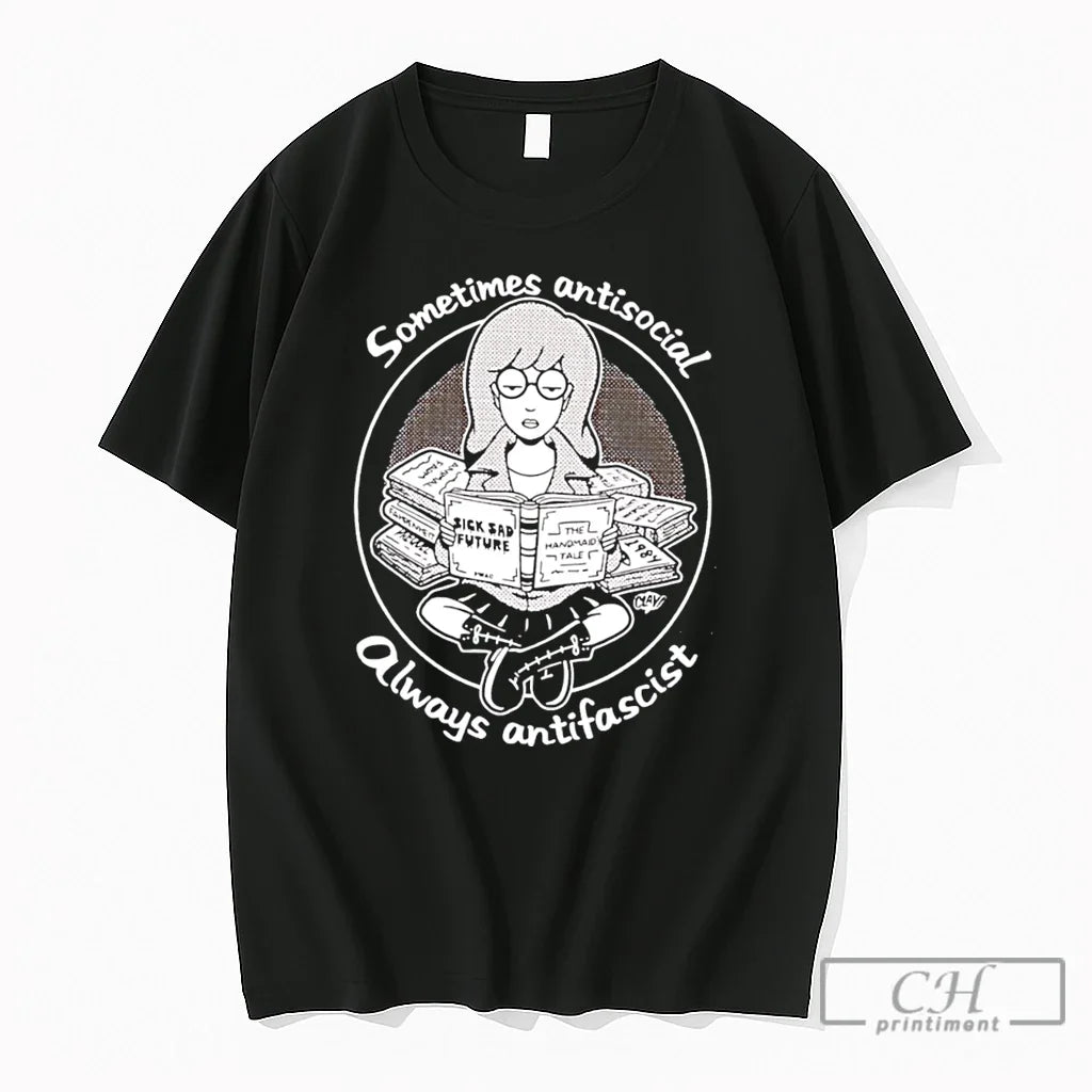 Premium Sometimes Antisocial Always Antifascist - Adult & Kids T-Shirts, Sweatshirts & Hoodies apparel design preview 1