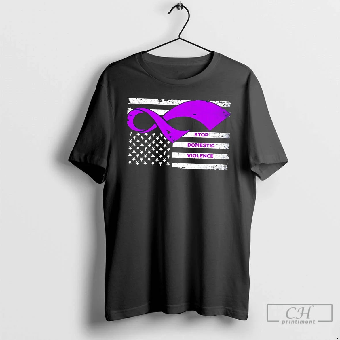 Premium Stop Domestic Violence Purple Ribbon America - Adult & Kids T-Shirts, Sweatshirts & Hoodies apparel design preview 1