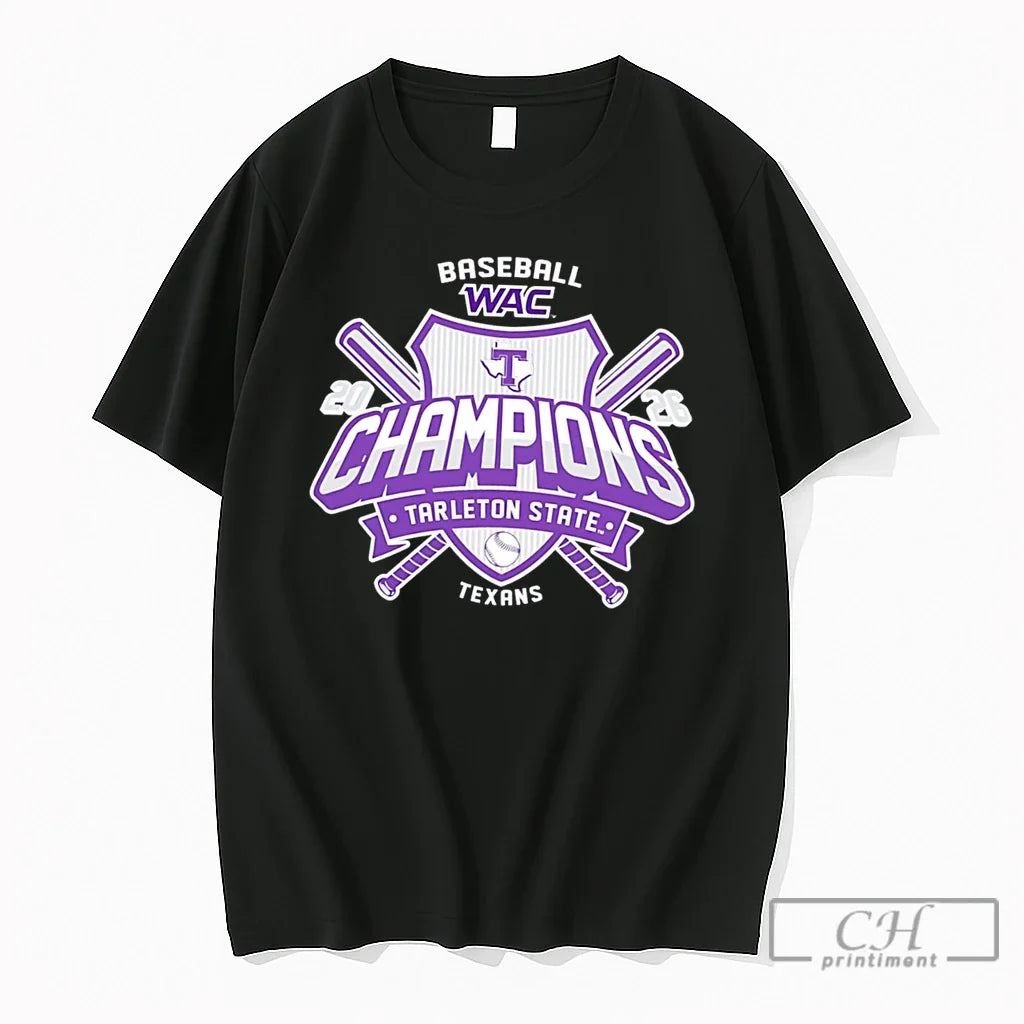Premium Tarleton State Baseball Wac Champions 2026 - Adult & Kids T-Shirts, Sweatshirts & Hoodies apparel design preview 1