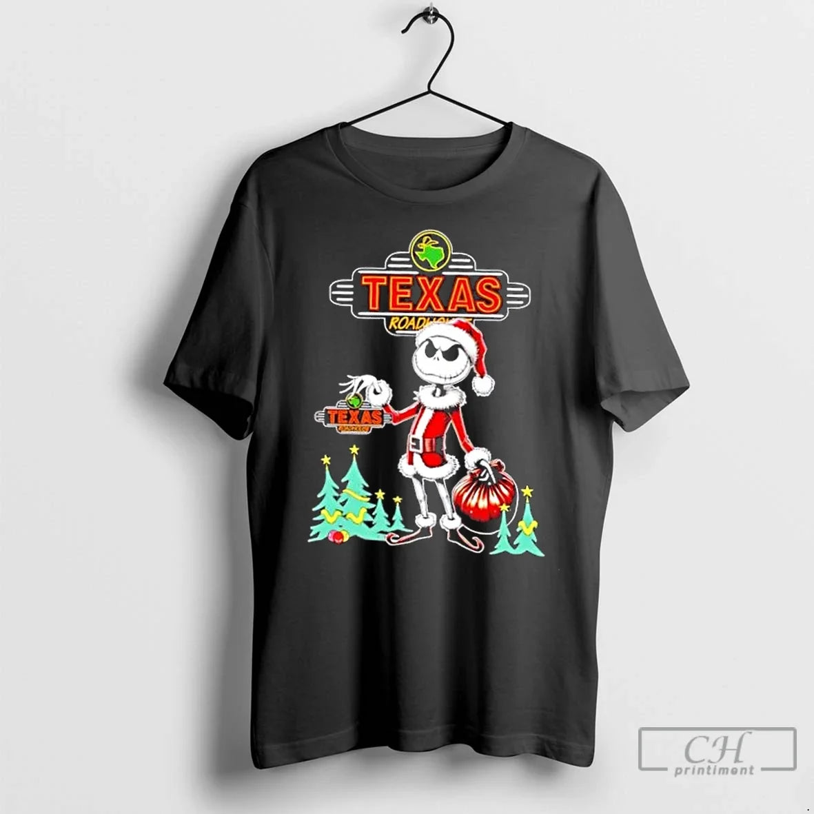 Premium Texas Roadhouse X Jack Skellington Santa Isnt - Adult & Kids T-Shirts, Sweatshirts & Hoodies apparel design preview 1