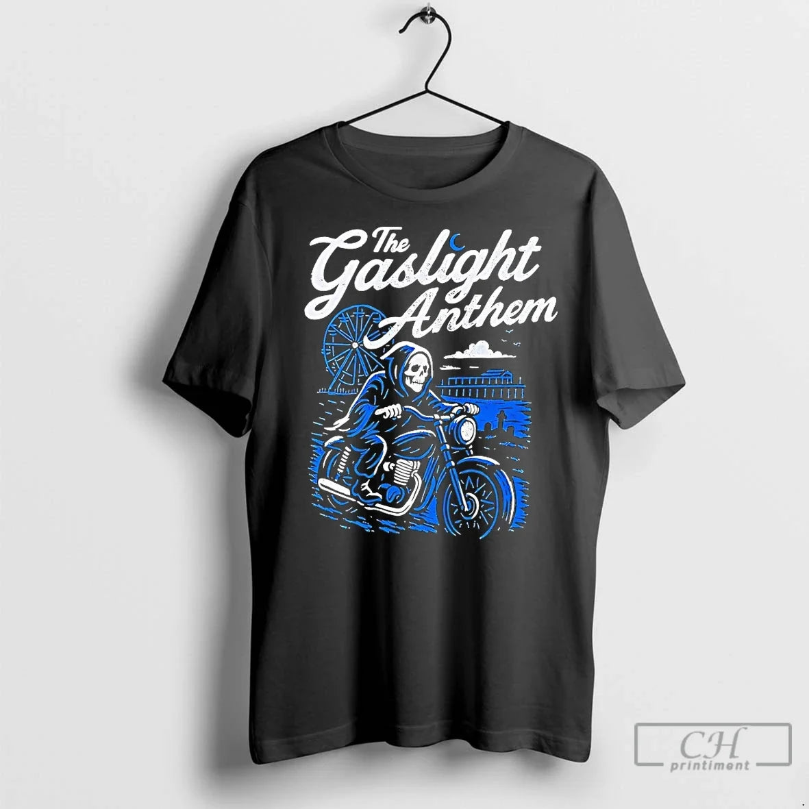 Premium The Gaslight Anthem Grim Reaper Motorcycle - Adult & Kids T-Shirts, Sweatshirts & Hoodies apparel design preview 1