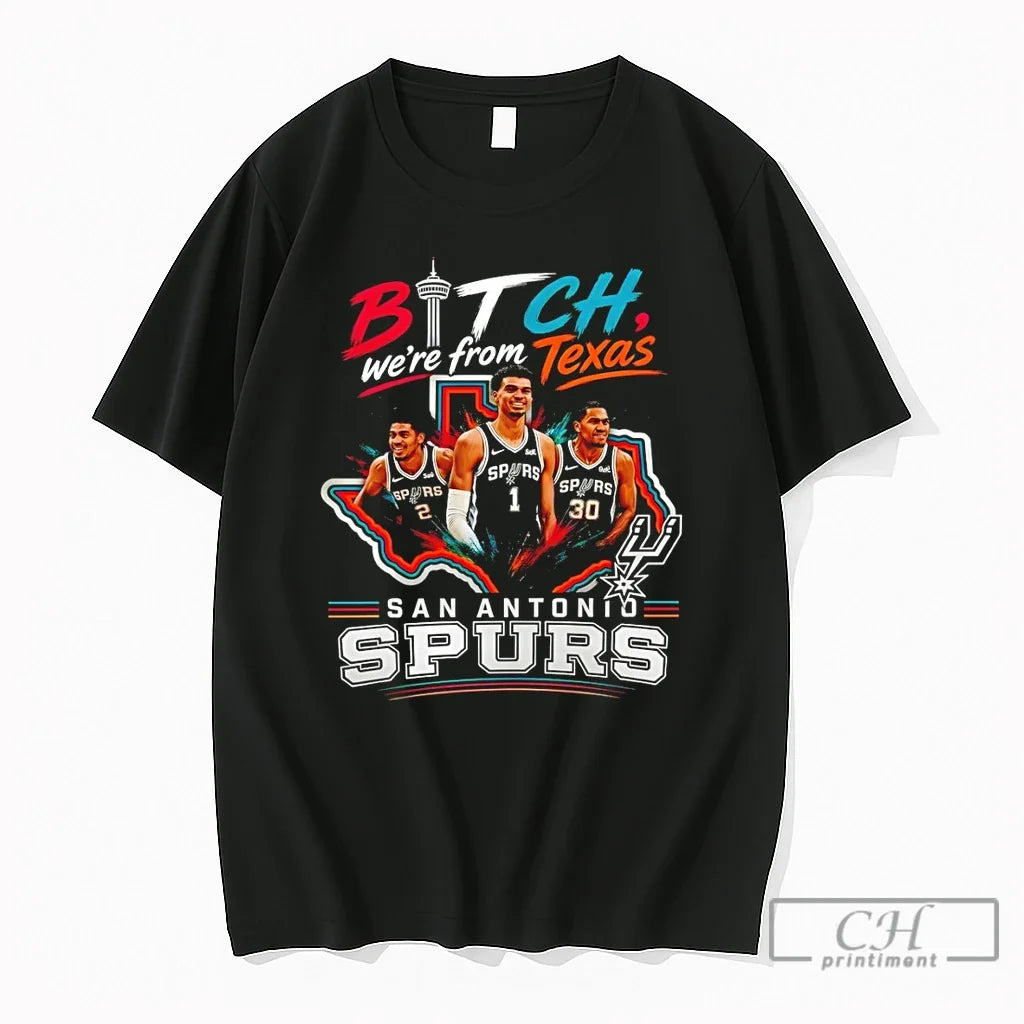 Premium Victor Wembanyama Bitch Were From Texas San - Adult & Kids T-Shirts, Sweatshirts & Hoodies apparel design preview 1