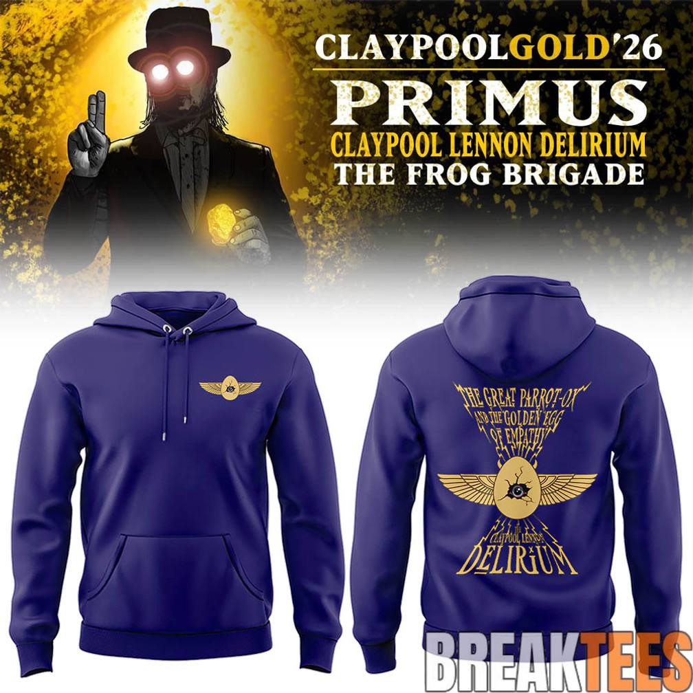 Primus Claypool Gold Tour 2026 Frog Brigade - Adult & Kids T-Shirts, Sweatshirts & Hoodies apparel design preview 1