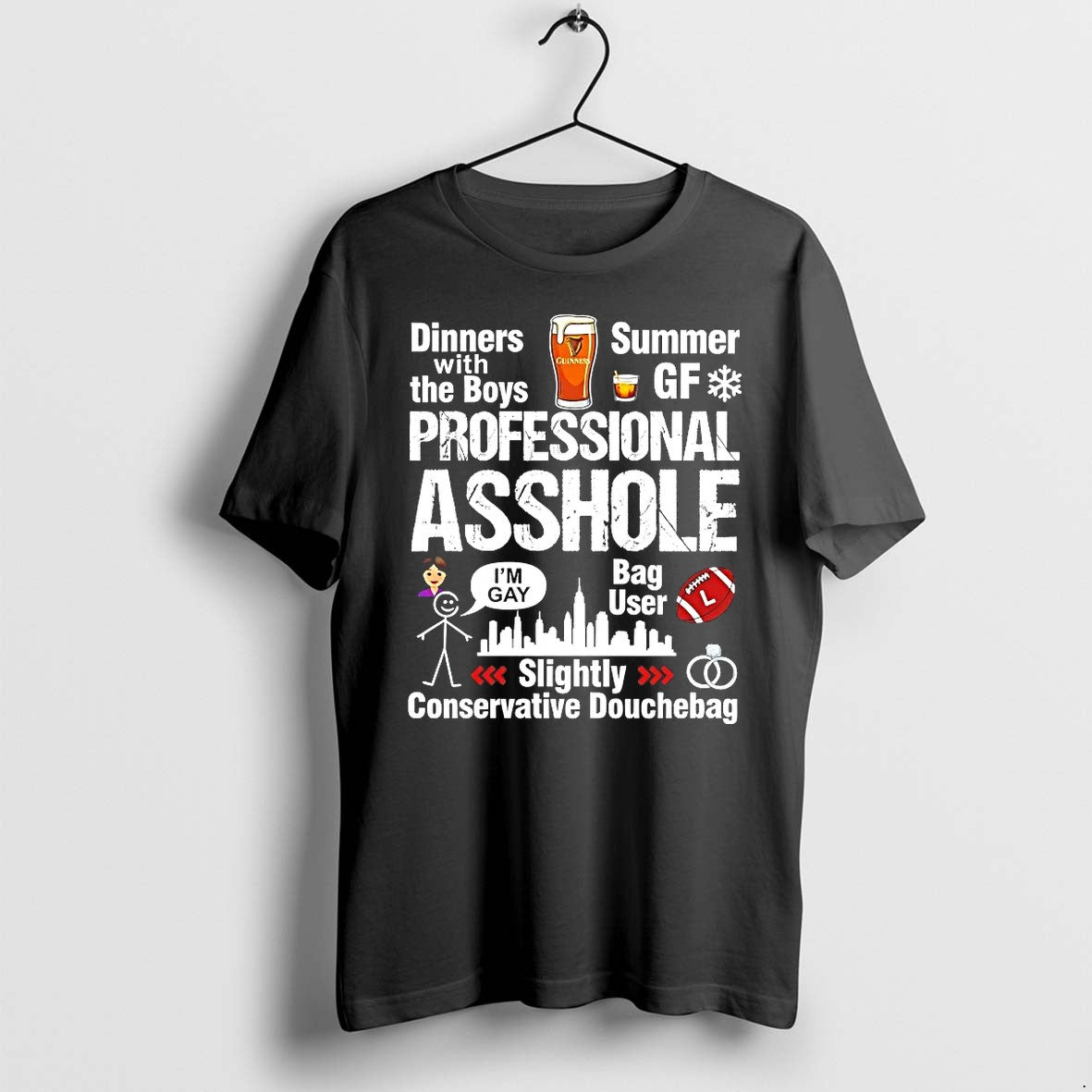 Professional Asshole Slightly Conservative Douchebag - Adult & Kids T-Shirts, Sweatshirts & Hoodies apparel design preview 1