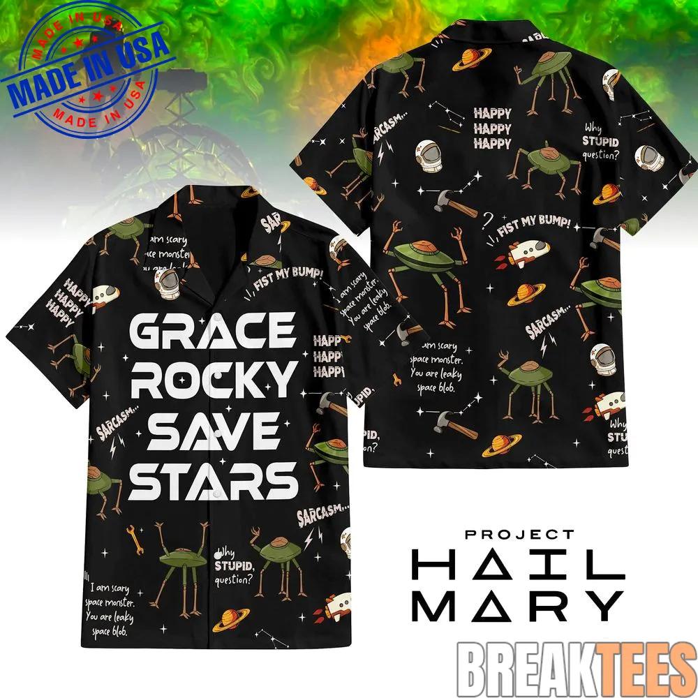 Project Hail Mary Grace Rocky Save Stars Hawaiian - Adult & Kids T-Shirts, Sweatshirts & Hoodies apparel design preview 1