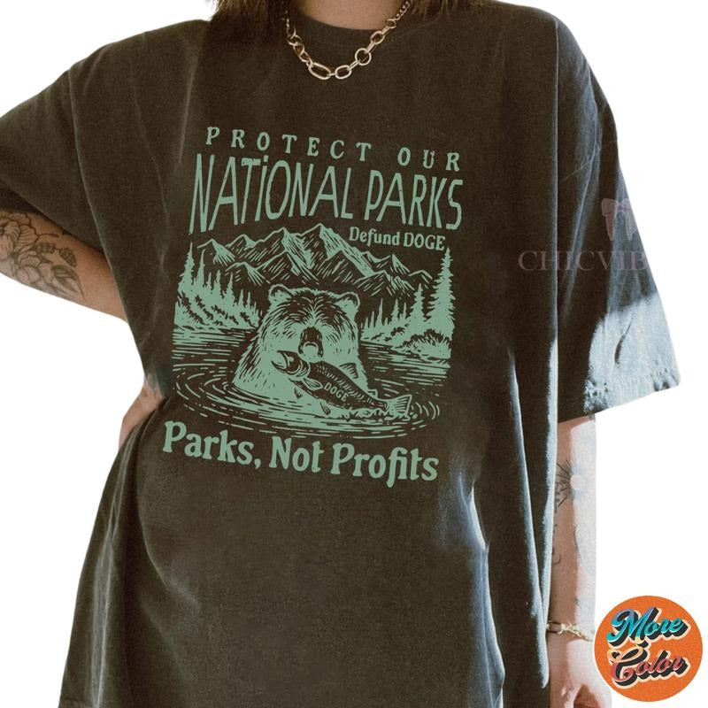 Protect Our National Parks Not Profits Cotton Crew - Adult & Kids T-Shirts, Sweatshirts & Hoodies apparel design preview 1
