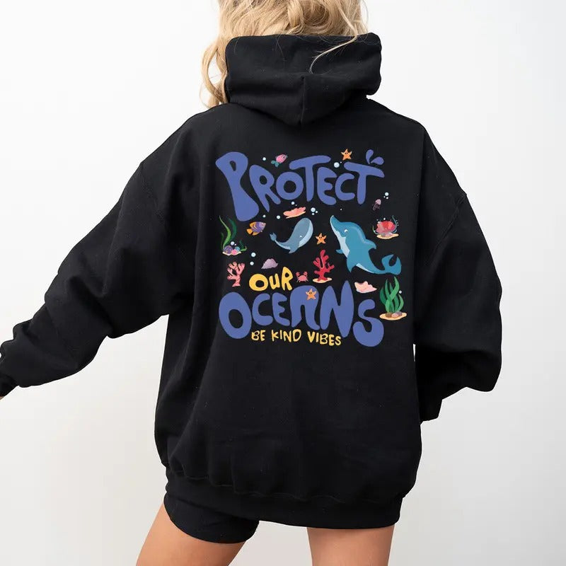 Protect Our Oceans Save Ocean Beach Coconut Girl Surf - Adult & Kids T-Shirts, Sweatshirts & Hoodies apparel design preview 1