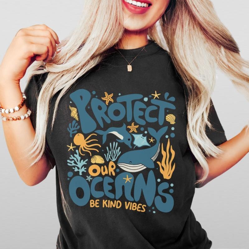 Protect Our Oceans 90s Sea Animal Lover Retro Ocean - Adult & Kids T-Shirts, Sweatshirts & Hoodies apparel design preview 1