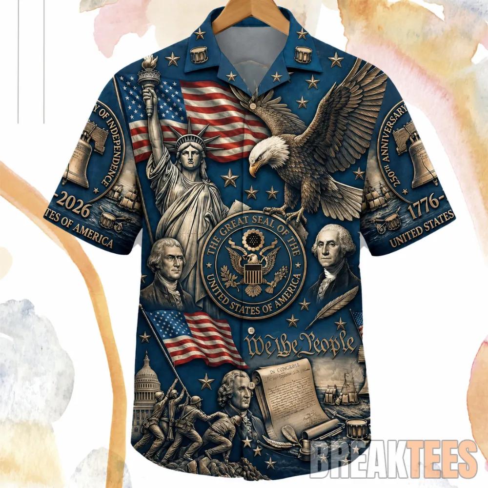 Proud American 250th Anniversary Hawaiian - Adult & Kids T-Shirts, Sweatshirts & Hoodies apparel design preview 1