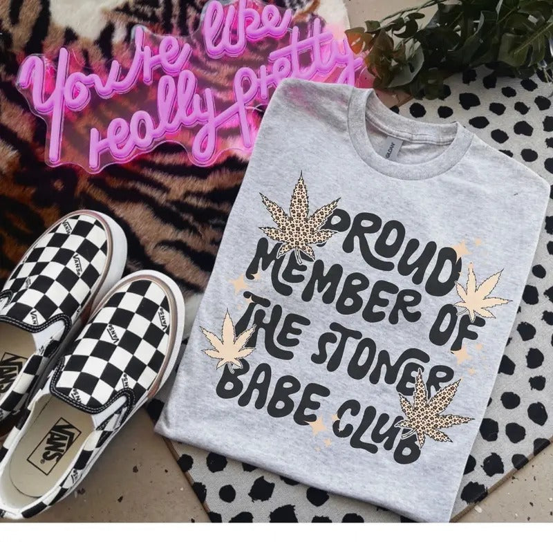 Proud Member Stoner Babe Club Bleached Gildan - Adult & Kids T-Shirts, Sweatshirts & Hoodies apparel design preview 1