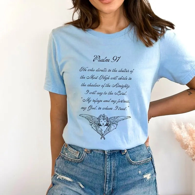 Psalms 91 Bible Verse Inspired Psalm 12 Faith - Adult & Kids T-Shirts, Sweatshirts & Hoodies apparel design preview 1