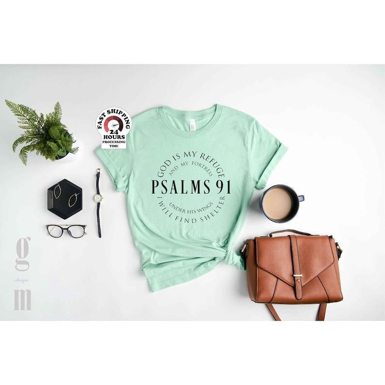 Psalms 91 Christian Blessed Religious Hymn Christ - Adult & Kids T-Shirts, Sweatshirts & Hoodies apparel design preview 1