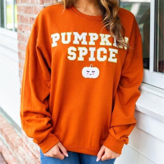 'Pumpkin Spice' Letter Patch - Adult & Kids T-Shirts, Sweatshirts & Hoodies apparel design preview 1
