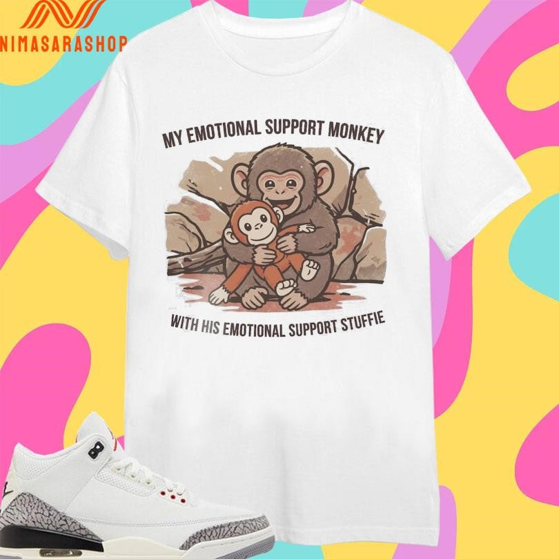 Punch Macaque Monkey My Emotional Support With His - Adult & Kids T-Shirts, Sweatshirts & Hoodies apparel design preview 1