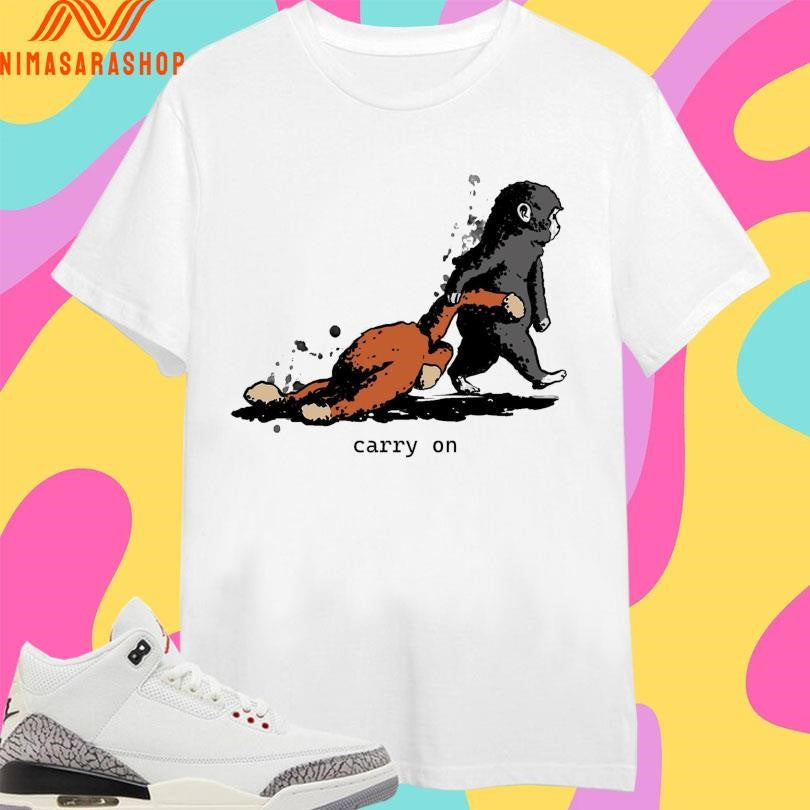 Punch Monkey Carry On Illustration Dark Cute Graphic - Adult & Kids T-Shirts, Sweatshirts & Hoodies apparel design preview 1