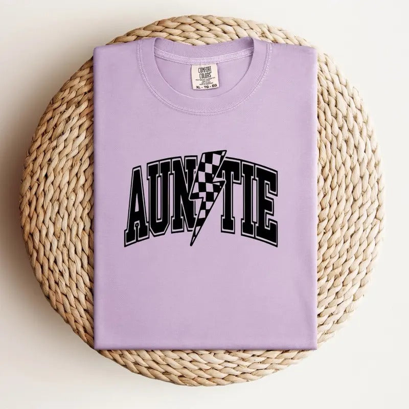 Purple Auntie Lightening Bolt - Adult & Kids T-Shirts, Sweatshirts & Hoodies apparel design preview 1